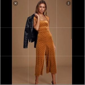 Rust velvet jumpsuit from lulus
